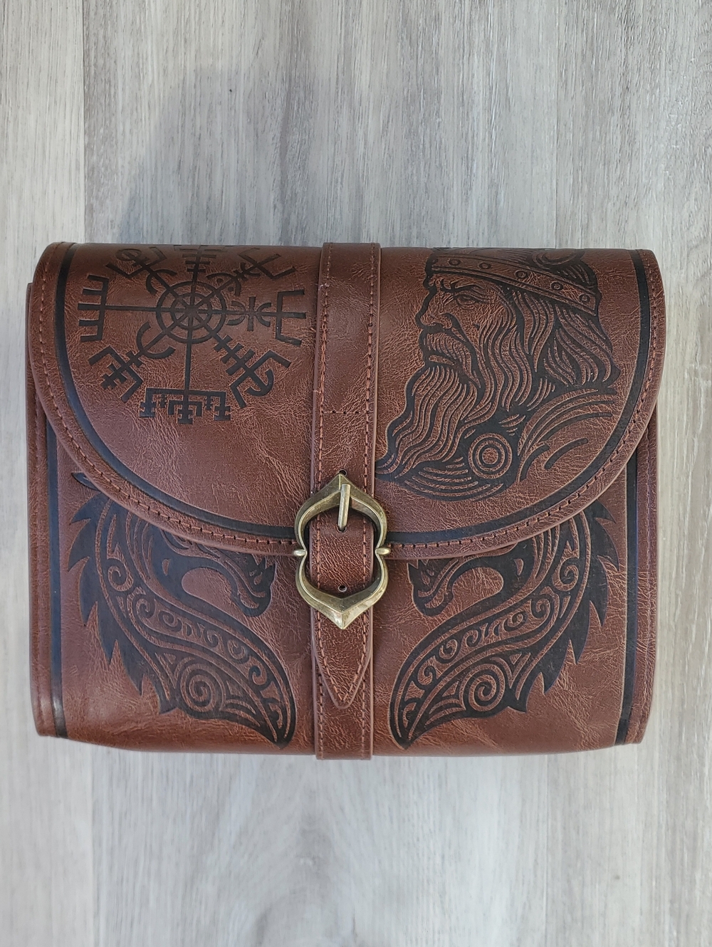 Brown Faux Leather Single Buckle Belt Case Or Crossbody Bag - Fantasy Accessory
